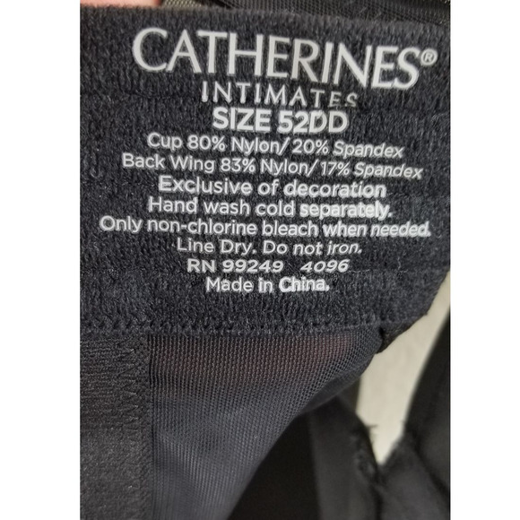 Catherine's Intimates Plunge Underwire Black Bra 52DD NWT - Picture 5 of 5